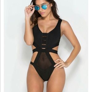 Black mesh bandage one piece